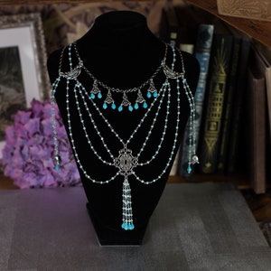 Art Nouveau necklace &quot;Azur&quot; - body chain - choker - ornament - wedding - Mucha