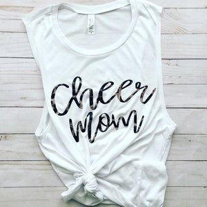 Cheer mom, leopard print tank, cheer mom tank, cheer mom t-shirt, bella and canvas, muscle tank, cheer shirts, cheer tanks, cheerleading