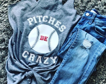 Pitches be crazy - tshirt, baseball mom shirt, baseball shirt, baseball shirts, baseball womens, softball shirt, tball shirt, baseball, soft