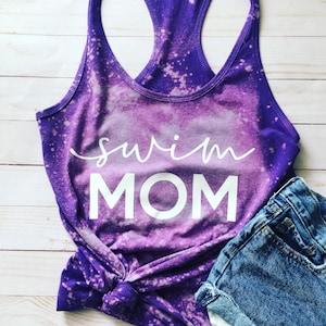 Swim mom t-shirt, tank, distressed tank, bleached tank top, racer back, swim mom, swimming mom, sports t-shirt, custom sports shirt, tank