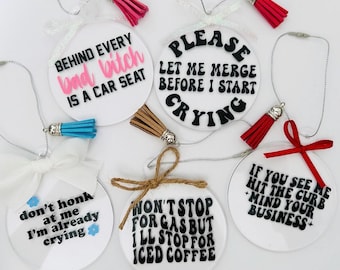 car rear view mirror charm, key chain, funny christmas ornament, white elephant gift, secret Santa gift, funny Christmas gift, gift for mom