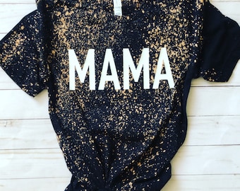 Mama Distressed Tee, Mama bleached black T-shirt, mama graphic tee, mom shirt, matching mom and kids shirts, distressed t-shirt, bleached,