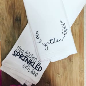 Farmhouse kitchen towels, farmhouse flour sack towel, kitchen towel, housewarming gift, wedding gift, anniversary gift, decor, kitchen
