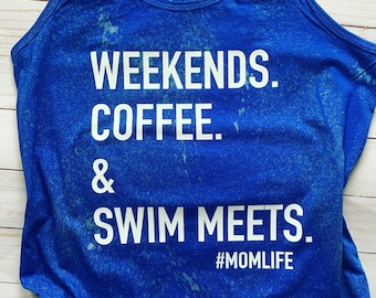 Swim mom t-shirt, tank, distressed tank, bleached tank top, racer back, swim mom, swimming mom, sports t-shirt, custom sports shirt, tank