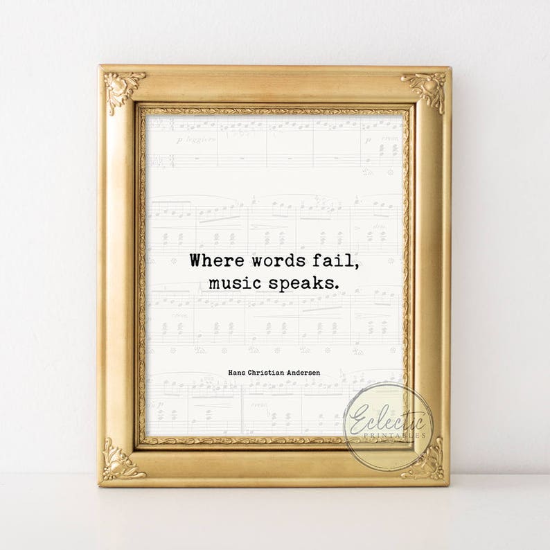 Music Quote Printable Music Quote Wall Art Where Words Fail Etsy