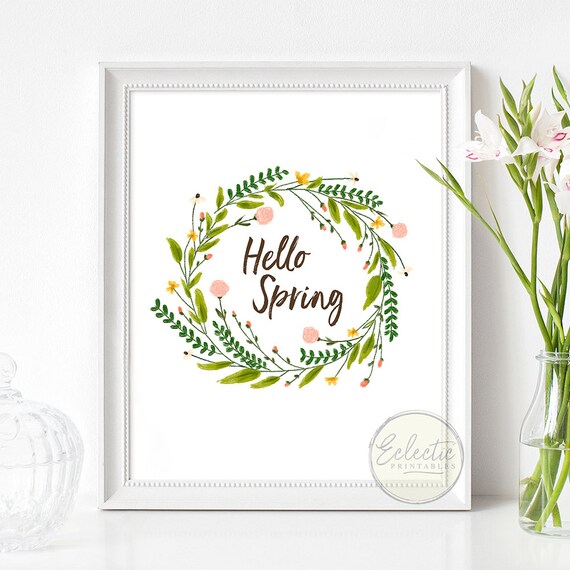Printable Spring Wall Art Spring Print Hello Spring Print Etsy