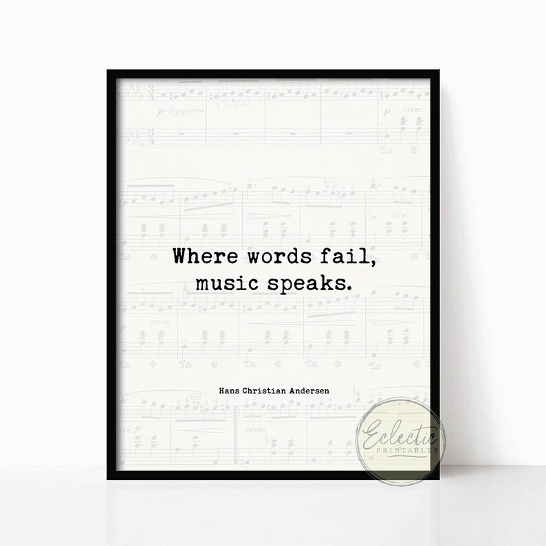 Music Quote Printable Music Quote Wall Art Where Words Fail Etsy