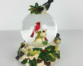 Lenox For The Holidays Winter Greetings Musical Snow Globe Cardinal Holly 1998 Original Box