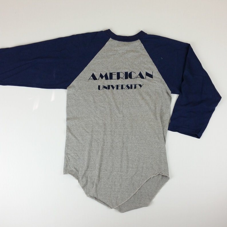 Vintage 80s American University AU Baseball T Shirt Washington DC Size Small