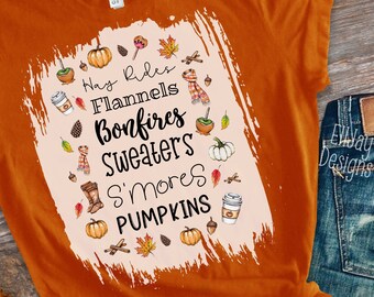 Fall Words PNG, Bonfires, Sweaters, Pumpkins (Digital Download)
