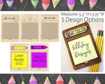 Teacher Sticky Note Pad Holder SVG, 5 Designs (Digital File)