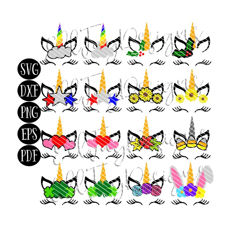 Download Unicorn Face SVG huge svg bundle holiday svg unicorn horn ...