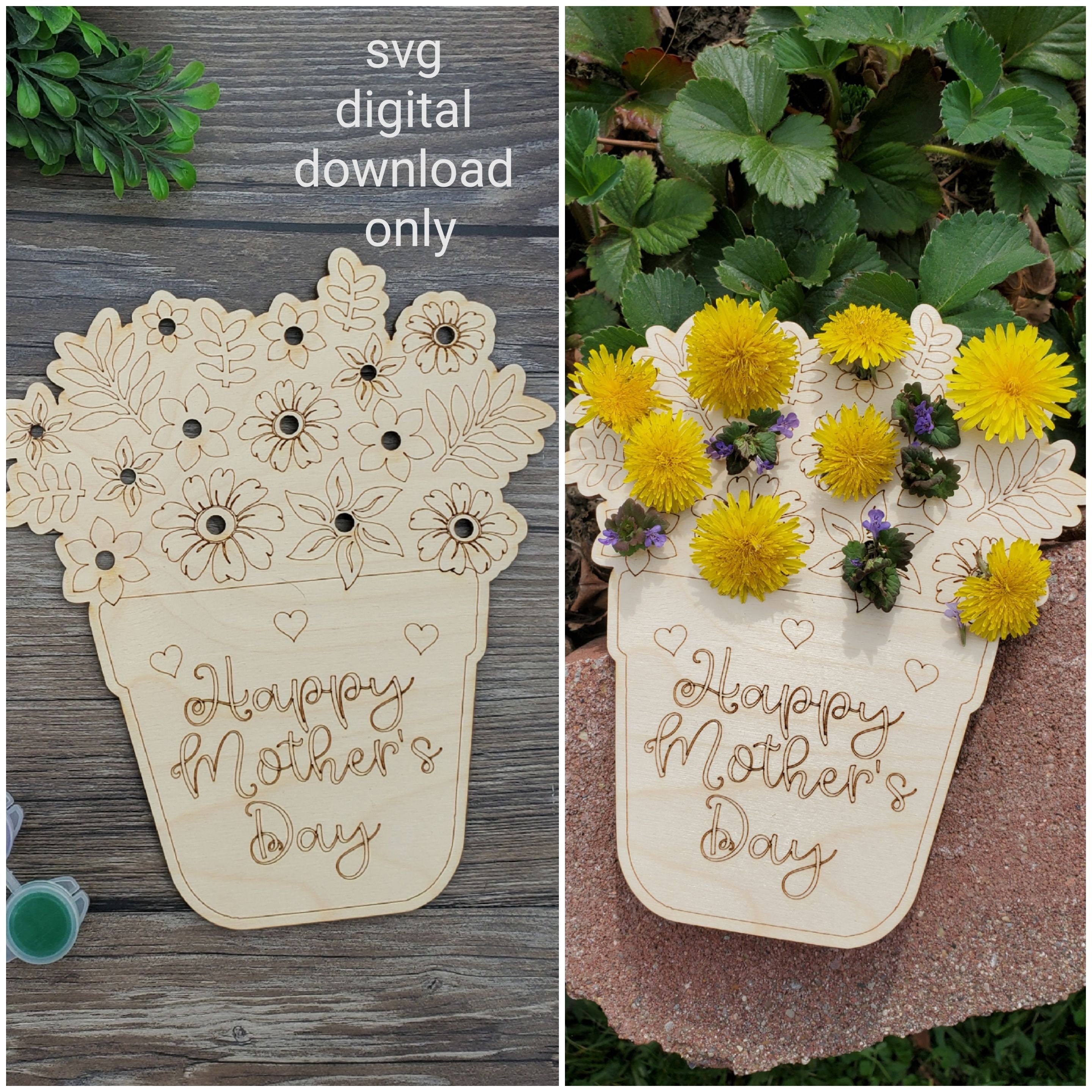 Flower Holder Svg for Mothers Day Picked Flower Holder Laser Etsy