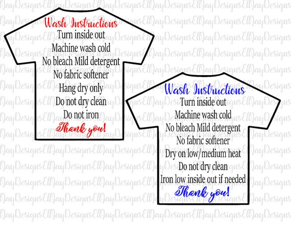 Download Shirt Wash Instructions Svg Htv Shirt Care Card Care Card Etsy