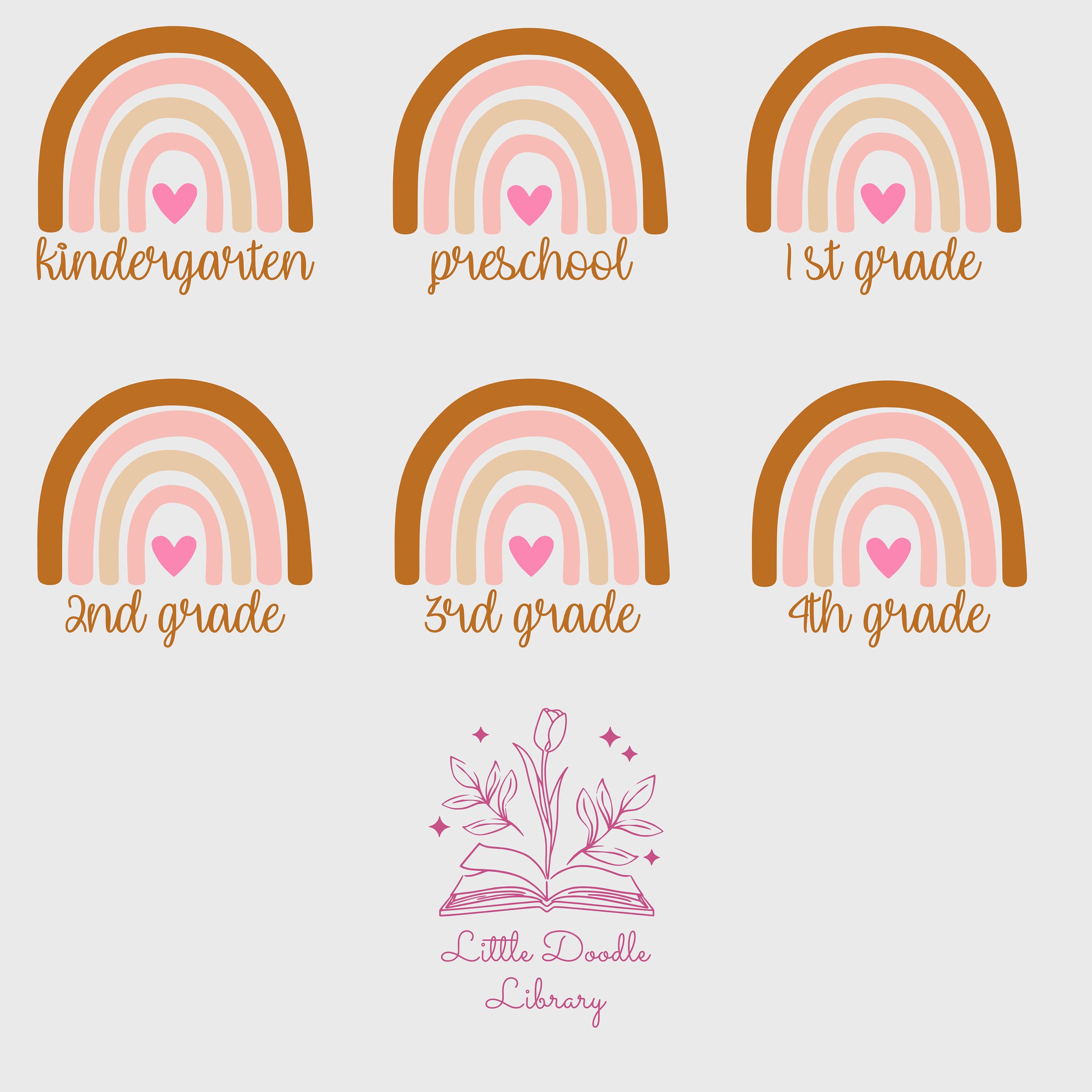Boho Rainbow Back to School SVG Bundle | Preschool - 4th Grade - Etsy
