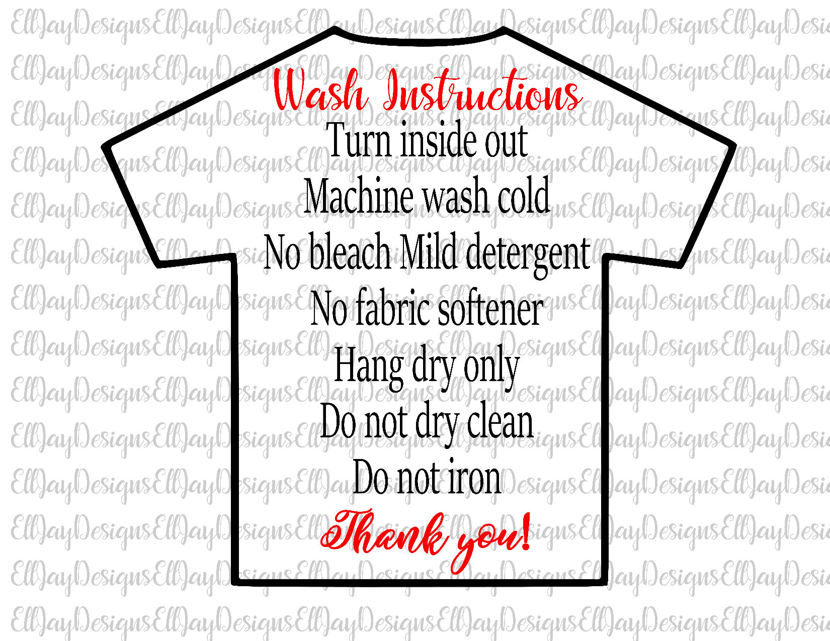 Shirt Wash Instructions Svg HTV Shirt Care Card Care Card Etsy Canada