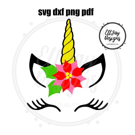 Download Unicorn Face Svg Christmas Unicorn Poinsettia Svg Christmas Etsy