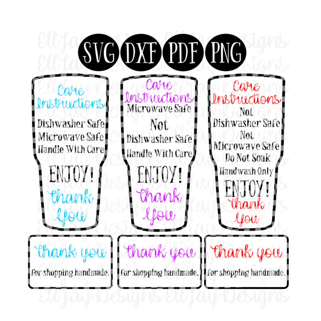 Care Card Bundle Svg, Tumbler Instructions Svg, Tumbler Care Svg