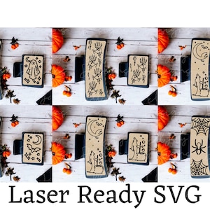Halloween Hair Clip SVG Bundle | Ghost, Pumpkin, Spiders, Witch and Bats Clip Files for Cricut, Laser & Glowforge
