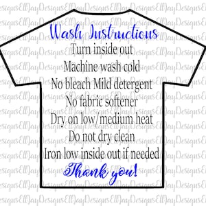 Shirt Wash Instructions Svg HTV Shirt Care Card Care Card - Etsy