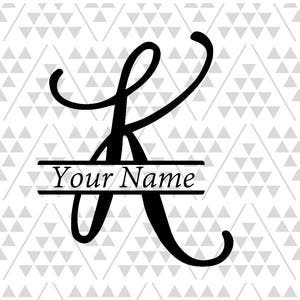 Letra K do monograma, letra K dividida, arquivos de silhueta, arquivos de corte digital, arquivos cricut, arquivos do Adobe Illustrator, arquivos vetoriais, arquivos de vinil cortados