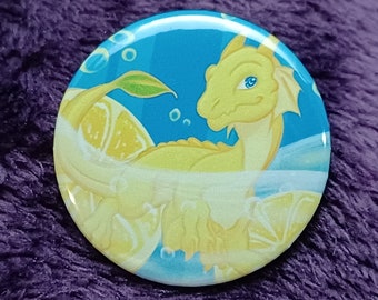 Lemonade Dragon - Medium (1.45in) Button Pin