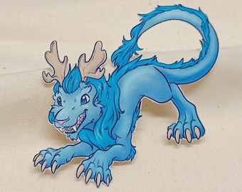 Winter Inspired Dragon Sticker - Gloss