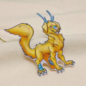Etiqueta engomada del dragón inspirado en el verano - Brillo