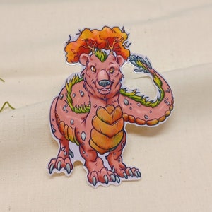 Etiqueta engomada del dragón inspirado en el otoño - Brillo