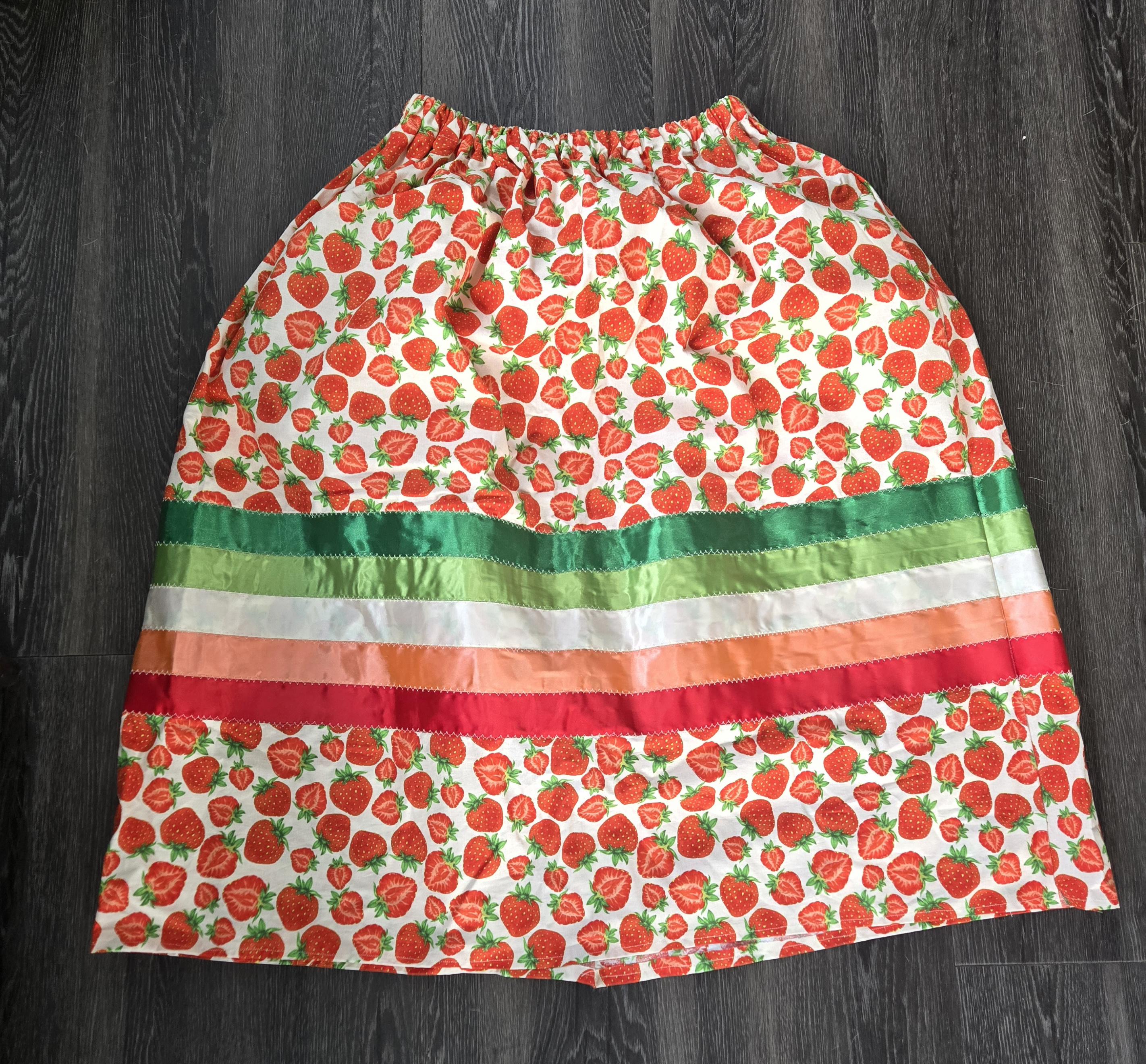Womens Strawberry Ribbon Skirt Authentic Native American Made Large