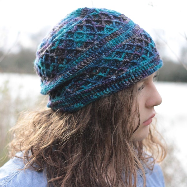 Crochet Pattern, Ozarka Hat by Rebecca Velasquez - RV Designs, Crochet Pattern Beanie Cable Unisex