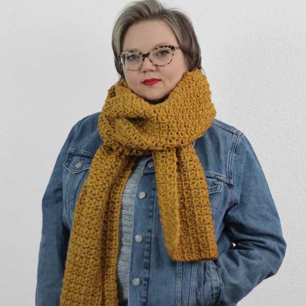 Pecci Scarf Crochet Pattern Bulky Yarn, Oversized, Large, Plus Size, Super Scarf by Rebecca Velasquez RV designs