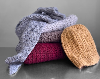 CROCHET PATTERN BUNDLE || Keck Collection || Written with Stitch Diagrams, Sweater, Tee, Shawl, Beanie, Easy, Plus Size, Beginner