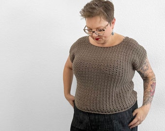 Keck Lite Crochet Top Pattern DK Light Yarn, Adult 10 sizes XS-6X by Rebecca Velasquez Revel Crochet