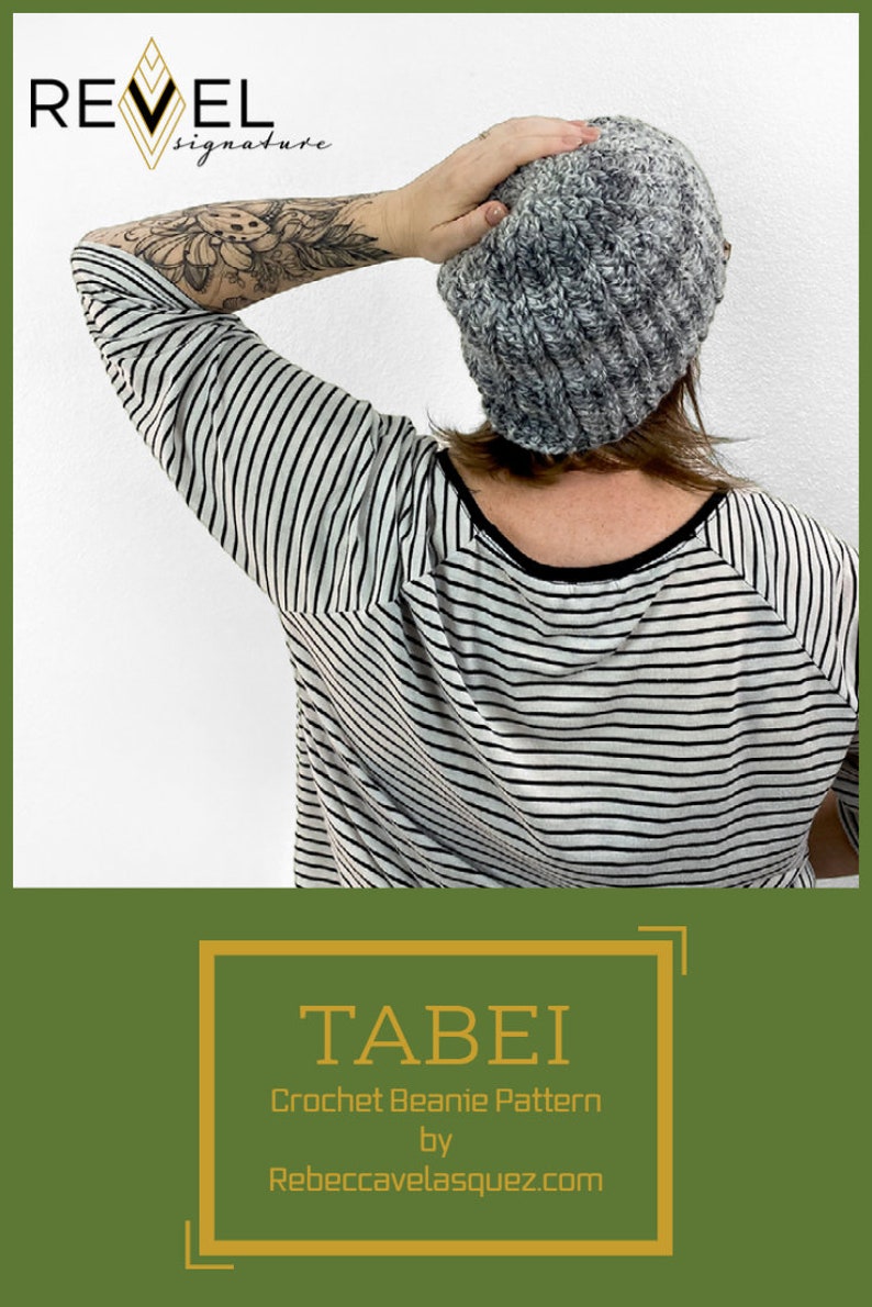 Tabei Hat Crochet Pattern Worsted Yarn, Texture Beanie Adult Teen by Rebecca Velasquez Revel Signature Collection image 6