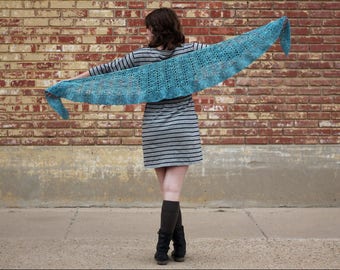 Thorns Shawl Crochet Pattern by Rebecca Velasquez - RV Designs, Easy Lace Narrow Shawlette