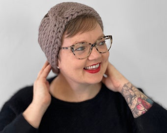 Hetfield Twist Headband Tunisian crochet pattern, ear warmer