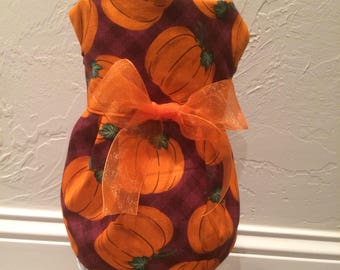 Perfect Plaid Pumpkins Dog Dress Size Small
