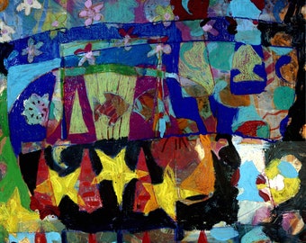 mothers day Matisse large original oil painting abstract living room art wall art hand painted title Stars