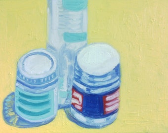 Mothers Day Yellow Still Life living room art small medium original oil painting wall art hand painted blue