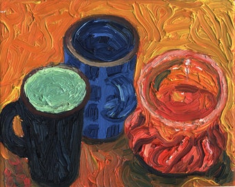 Mothers Day Van Gogh Fire For Real Glass original oil painting living room art still life wall art hand painted black orange green blue
