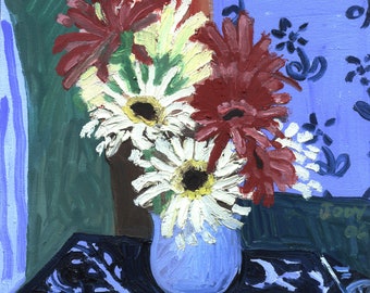 Mothers Day Flowers Matisse Daisy Face still life living room art small medium original oil painting wall art hand painted