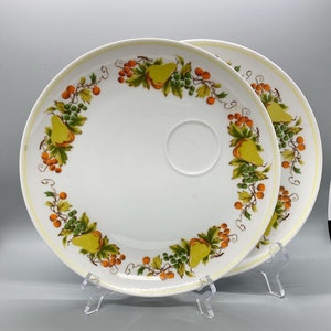 Set of Vintage Yamaca Japan Luncheon Plates with Fruit and Greenery