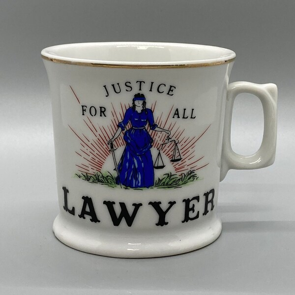 Vintage Knobler Occupational Shaving Mug - Justice For All - Lawyer
