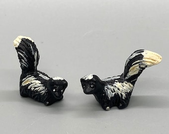 Pair of Vintage Tiny Porcelain Hand Painted Skunks