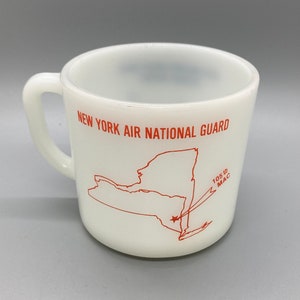 Vintage Anchor Hocking Milk Glass Stewart Air National Guard Base Mug AS IS