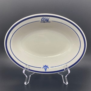 Vintage Masonic Lodge Restaurant Ware Oval Serving Bowl