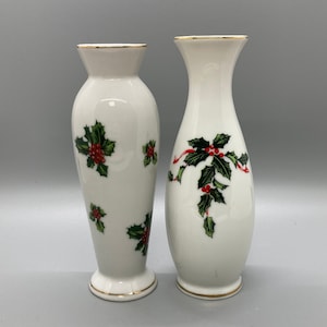 Pair of Vintage Lefton Christmas Bud Vases