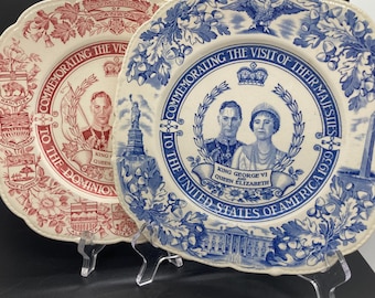 SINGLE Vintage James Maddock & Sons King George Queen Elizabeth 1939 Royal Visit Plate