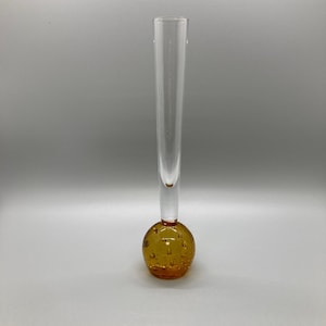 Vaso vintage de vidro bolha em laranja e transparente
